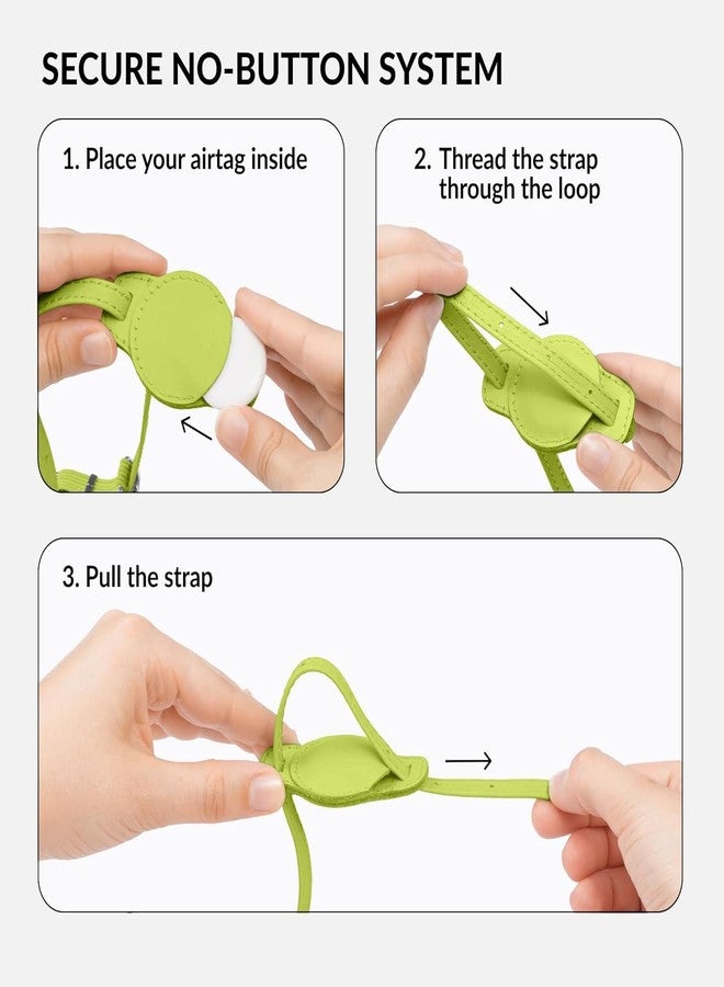 CollarDirect Airtag Cat Colar with QR Tag and Bell - Leather Cat Collar with Airtag Holder and Elastic Strap for Kittens, Small Large Cats - Collar for Girl Boy Cats (Lime Green, Neck Size 8"-11") - Image 4